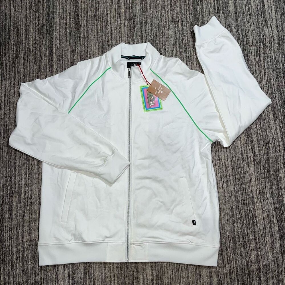 Brand New Houston White Men's XL White‎ Full Zip Jacket Retro Sport Preppy Style